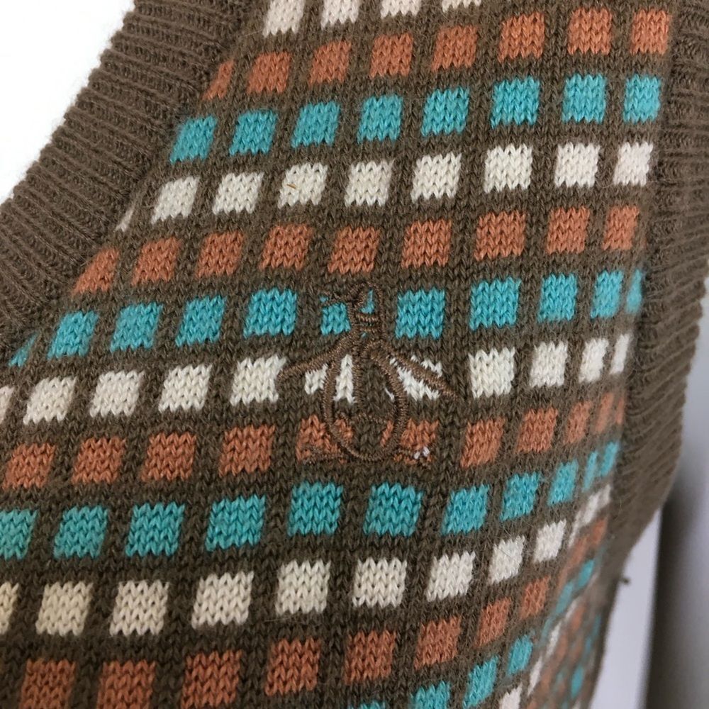 Vintage Y2K Original Penguin By Unsingwesr Knit Grangma Sweater Vest Brown L - Picture 6 of 8